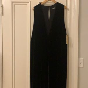 Black velvet deep-v jumpsuit